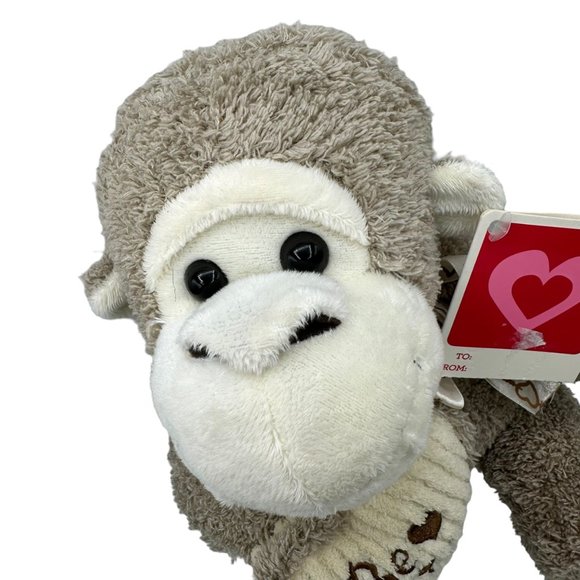 Kellytoy Monkey Be Mine Valentines Day Tan Heart Stuffed Animal Plush Toy - Picture 3 of 10